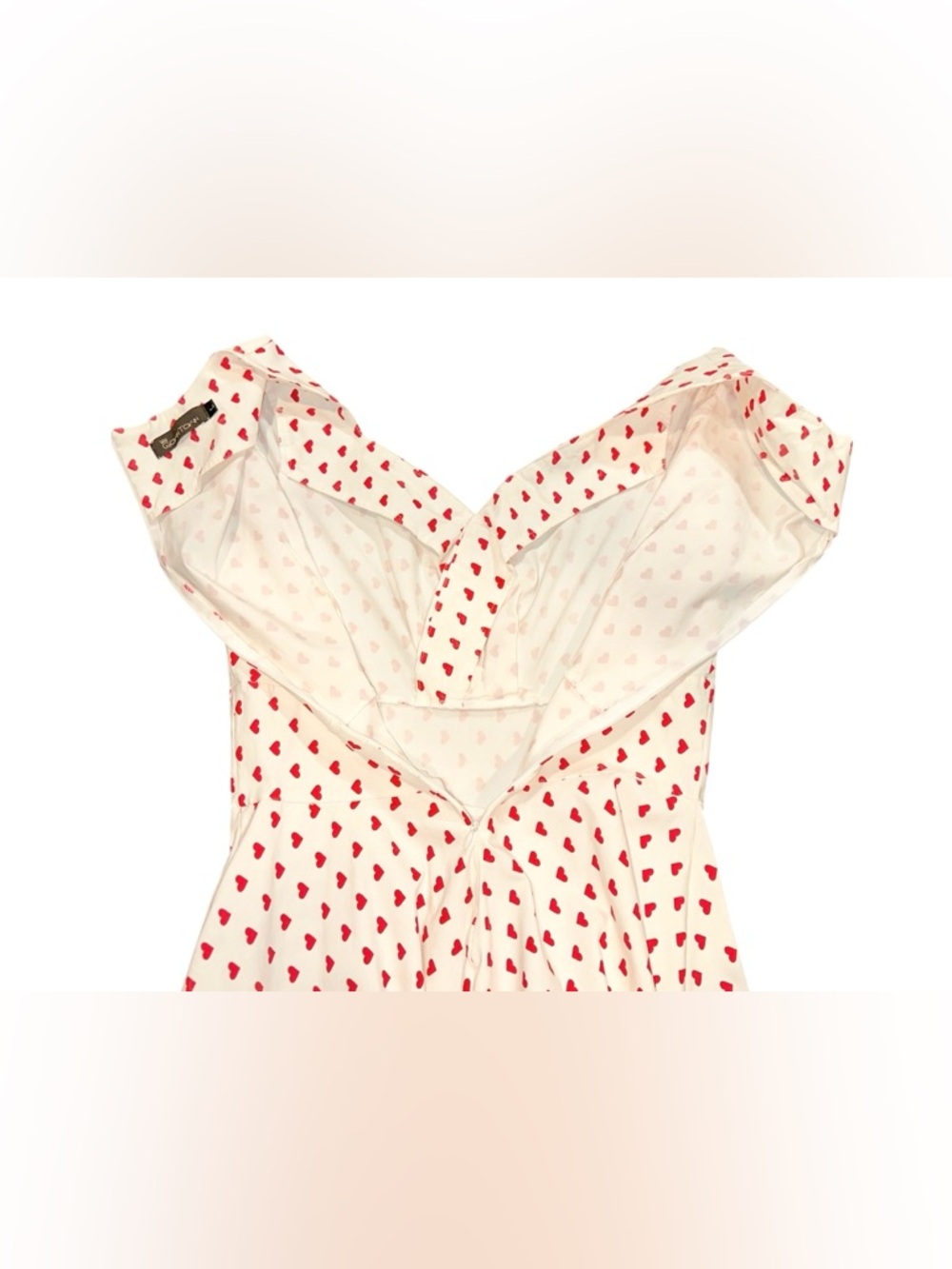 Gown Town Swing Dress Womens White Red Hearts 50’s Inspired Retro Fit & Flare Lg - Picture 4 of 9